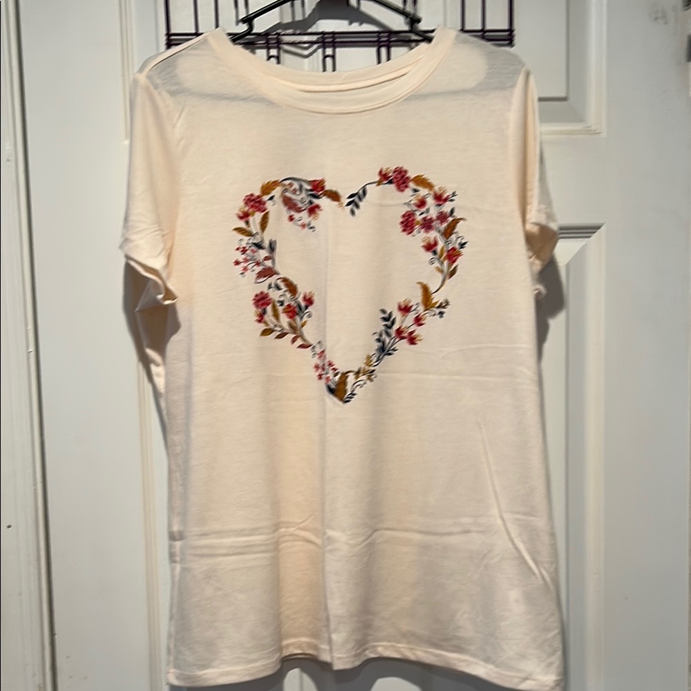 Floral Heart Cream Top